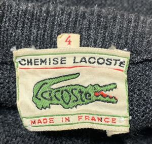 【状態良好 フランス製 レアタグ 希少】60s 70s CHEMISE LACOSTE Vネック ニット シュミーズ ラコステ チャコールグレー サイズ4 ML相当 