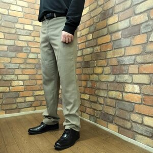 PB3-496【RALPH LAUREN】美品 レーヨン混 カラー スラックスパンツ【W32 メンズ M】【モデル175cm】ライトベージュ ゴルフ USA古着 OLD