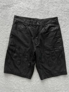 HARLEY DAVIDSON size30 レザーショートパンツ 牛革 ブラック 黒 レザーハーフパンツ ハーレーダビッドソン ハーレーダビットソン