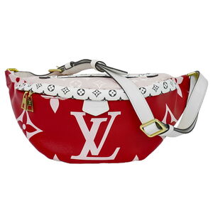 本物 ルイヴィトン LOUIS VUITTON LV バムバッグ モノグラム ジャイアント ウエストポーチ レッド ピンク ホワイト M44575