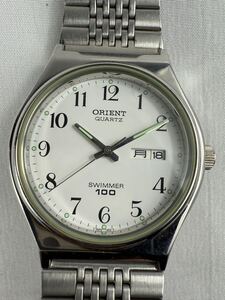 【アンティーク品】90年代品 オリエント クォーツ ORIENT SWIMMER デイデイト 蓄光 メンズ 腕時計 UG00-C0【ビンテージ品】Y!57