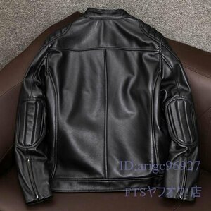 V285☆新品ハレーバイクレザージャケット 上品 本革 高級 羊革 ライダースジャケット 革ジャン Ｓ～5XL 秋冬 黒