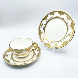 ◇豪華装飾◇ ミントン MINTON 金彩 キャビネットトリオ 24K アシッドゴールド 金盛 カップ ソーサー 英国アンティーク 高級洋食器 #4