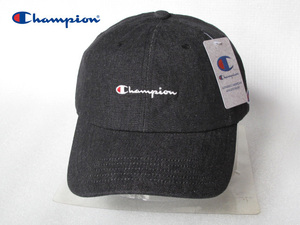 新品タグ付き Champion チャンピオン ブラックデニム ローキャップ ロゴ　アウトドア スポーツ 帽子 デニム フリーサイズ ユニセックス 