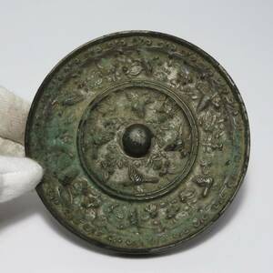 中国美術　銅製　青銅器　花鳥紋銅鏡　古鏡　