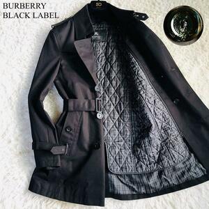 定価8万 未使用 BURBERRY BLACK LABEL【圧倒的な利便性】バーバリーブラックレーベル コート ノバチェック ライナー 2WAY 防寒 ブラック M