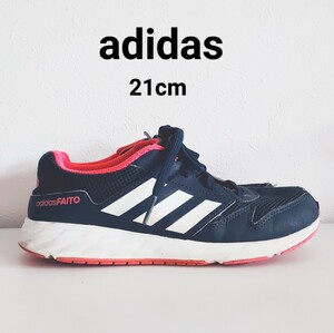 21cm◆adidas◆アディダス　キッズスニーカー小学生　運動靴スポーツ紺 スニーカー