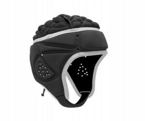 SALE! ジュニア ヘッドギア ソフトパッドラグビーヘッドガードスポーツパンチング緩衝ホール保護用ヘルメットフット ブラック [色 選択可]