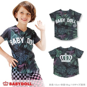 ベビド☆ベースボールシャツ　半袖 130☆ドライ素材　ボタニカル柄　男の子/ベビードールBABYDOLL 新品　トップス クルーネック カットソー