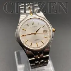 良品 536 CITIZEN EXCEED ラウンド 腕時計 デイト メンズ