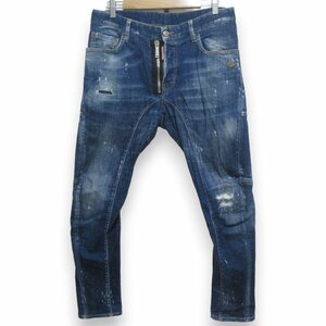 美品 20AW DSQUARED2 ディースクエアード 阪急メンズ95本限定 TIDY BIKER JEAN ダメージ加工 デニムパンツ 46 インディゴ