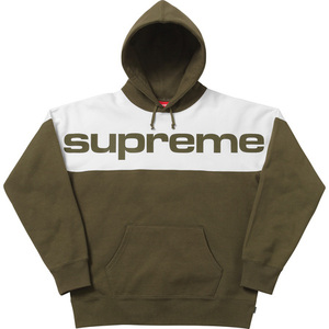 Supreme 17FW Week1 Blocked Hooded Sweatshirt Dark Olive Small オンライン購入 国内正規 納品書付 シュプリーム パーカー 緑 Sサイズ