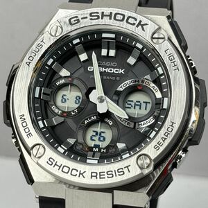 極美品 G-SHOCK GST-W110-1AJF G-STEEL Gスチール タフソーラー 電波受信 電波ソーラー マルチバンド6 メタルベゼル ブラック アナデジ