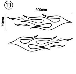 自作カッティングステッカー ファイヤーパターン 左右セット 炎 火 ⑬ 75×300mm ネコポス対応可能 ステッカー商品同梱可 新品[S-30]