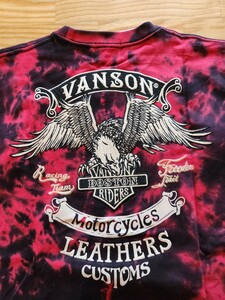 　SALE! 送料込★vanson バンソン　NVST-2321 天竺半袖Tシャツ　バイカー　レッドタイダイ　L