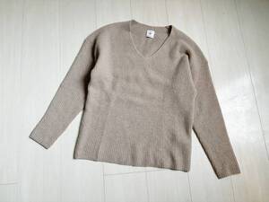 6 B&Y UNITED ARROWS ユナイテッドアローズ ニット セータ カシミヤ Vネック サーマル ワッフル 長袖 38 ベージュ プルオーバー △1133