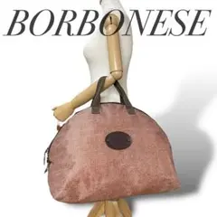 良品 BORBONESE ウズラ柄 ナイロン 大容量 トートバッグ ポーチ付き