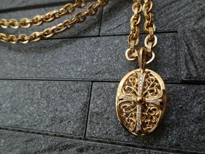 【2024年購入】クロムハーツ　CHROME HEARTS　オーバルペンダント　22k パヴェダイヤ　インボイス原本　ペーパーチェーン◎