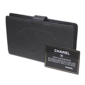 CHANEL/シャネル がま口長財布 キャビアスキン ブラック 5196697 GCカード 本体シール有り ES Bランク