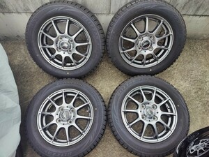 スタッドレス アルミホイール4本セットブリジストンBLIZZAK VRX 155/65R13 シュナイダースタッグ 2017年製造 ブリザック 軽自動車　