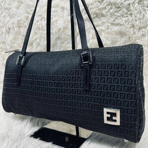 1円【良品】フェンディFENDI ハンドバッグ アクセサリーポーチ ズッキーノ FF金具 レザー 本革 キャンバス メンズ レディース ブラック