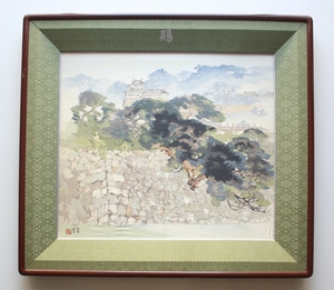 真作【の】陸軍大臣 拝領品 竹内栖鳳下絵 織物「賜」額《大内山》 支那事変　//検索用：刺繍水墨宗教画中国骨董店舗設計