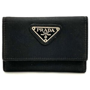 仙11 PRADA 6連 キーケース 三角ロゴ ダブルボタン ナイロン×レザー ブラックカラー レディース アクセサリー プラダ