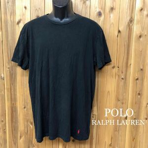 POLO RALPH LAUREN /ポロ ラルフローレン メンズL 半袖Tシャツ トップス ポニー刺繍 クルーネック ブラック アメカジ USA古着