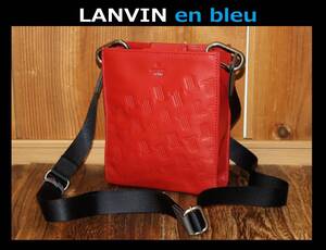 送料無料 特価即決【未使用】 LANVIN en Bleu ★ Tilt 撥水 牛革 ショルダーバッグ ★ ランバン 税込定価1万6500円 524101 赤