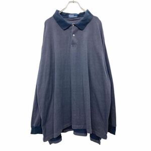 Polo Ralph Lauren 長袖ポロシャツ 2XL ポロラルフローレン ビッグサイズ ハーフボタン ネイビー コットン 古着卸 アメリカ仕入 t2409-3145