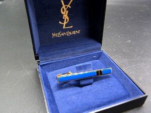 ■美品■ YVESSAINTLAURENT イヴサンローラン タイピン タイクリップ 紳士 ビジネス メンズ ネイビー系×ゴールド系 DF0487