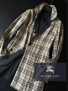 y28美品　2wayリバーシブルノバチェック定価15万●BURBERRY LONDON● ステンカラーコート バーバリーコート メンズ　大人の極上スタイル