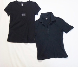 Armani Jeans アルマーニ メンズ 半袖 シャツ CK カルバンクライン ポロシャツ 黒 2枚セット 古着 中古 t-003