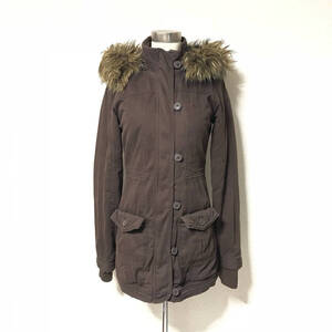 ★Abercrombie & Fitch アバクロ★レディース 中ボア 中ファー ジップアップ パーカー ブルゾン ジャケット size M ブラウン