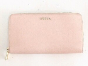 FURLA フルラ ラウンドファスナー　長財布 オフピンク