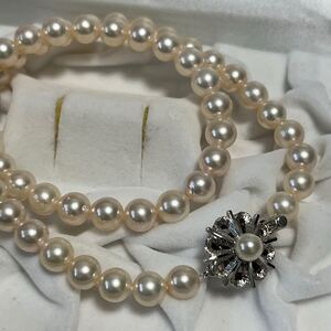 あこや 本真珠 ネックレス アコヤ真珠 SILVER ホワイト テリ抜群 pearl パール アクセサリー 7.0-7.5mm 40cm