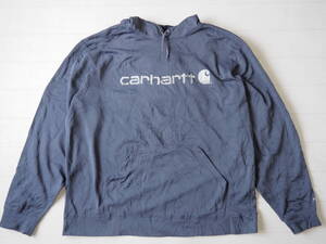 ☆送料無料☆ Carhartt カーハート USA直輸入 古着 プルオーバー ロゴ FORCE パーカー 裏起毛 メンズ 2XL ダークグレー トップス 中古 即決