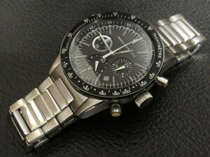 トランスコンチネンツ クロノグラフ CHRONOGRAPH 0520-S051347 ブラック × シルバー シチズン 製 ムーヴメント クォーツ 時計