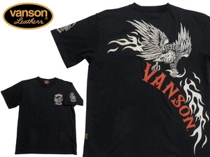 バンソン／vanson／XXLサイズ／天竺半袖Ｔシャツ／NVST-2403／ブラック／新品／送料無料／バイカー／イーグル／刺繍／ビッグサイズ