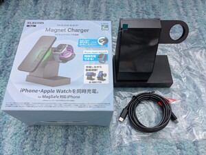 ◎0612u1618　エレコム(ELECOM) ワイヤレス充電器 マグネット内蔵 7.5W スタンド 2in1 ブラック W-MS05BK