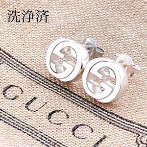 洗浄済＊グッチ GUCCI 925 ピアス シルバー レディース OT173 両耳 アクセサリー インターロッキング