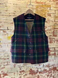 80s Ralph Lauren PLAID WOOL HUNTING VEST ヴィンテージ ビンテージ ラルフローレン チェック柄 ウールハンティングベスト 70s 送料無料