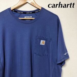 carhartt /RELAXED FIT /カーハート /メンズXL 半袖Tシャツ ポケットTシャツ トップス ブルー ワーク アメカジ USA古着