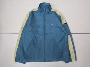 16．NIKE 90s ロゴ バック センター スウォッシュ プリント ヴィンテージ ハイネック ナイロン ジャケット ブルゾン ナイキ メンズLy206