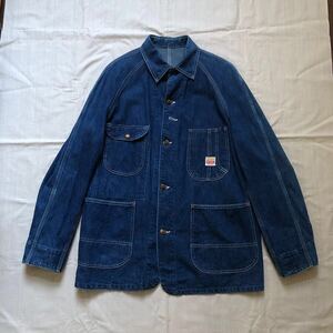 50s 希少 濃紺 美品 台襟 PAYDAY デニム カバーオール L ビンテージ chore jacket / 30s 40s チンスト チェンジボタン カーハート 大戦 WW2