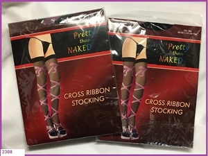 ■ 新品 ストッキング Pretty than NAKED CROSS RIBBON STOCKING Pijel 2枚セット / ハロウィン パーティ 衣装 パンスト ■送料無料