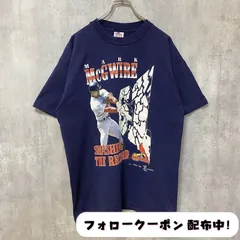 古着 used　MIRO　MLB　マークマグワイア　カーディナルス　半袖プリントTシャツ　青　野球　レトロ　1998　90s