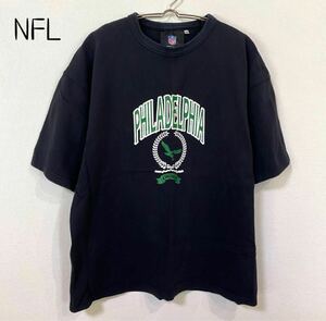 【NFL】古着 半袖 プリントTシャツ カットソー フロントロゴ 綿100％ ワイドシルエット アメフト 黒 ブラック M SB6768