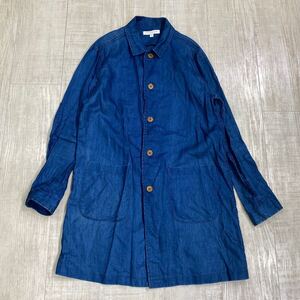 URBAN RESEARCH Linen Coat アーバンリサーチ リネン ショップコート MADE IN JAPAN 日本製 SIZE L インディゴ ブルー カラー 系 701 