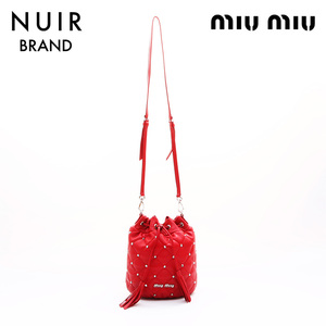 ミュウ ミュウ Miu Miu ショルダーバッグ スタッズ レッド